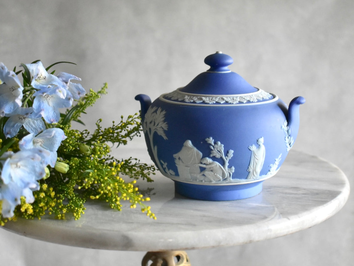 アンティークウエッジウッド【WEDGWOOD- Jasper ware】ティーポット
