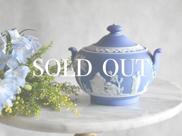 ウエッジウッドデイジーティーストーリーサンドイッチトレイとシュガーポット他 アンティークウエッジウッド【WEDGWOOD- Jasper ware】ティーポット